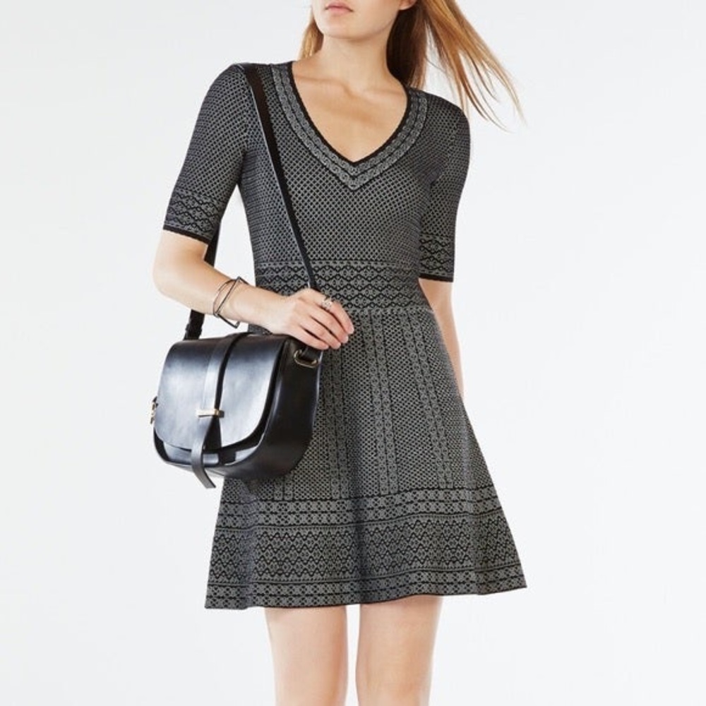 Bcbgmaxazria Bettina Dress Navy knit Jacquard